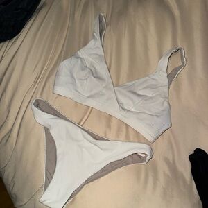 Lululemon White Ribbed Bikini Set